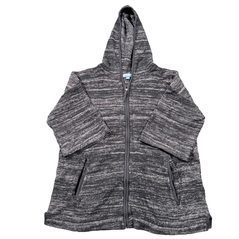 Simply Vera Vera Wang Womens Heathered Gray Full Zip Fleece Hoodie Pockets S